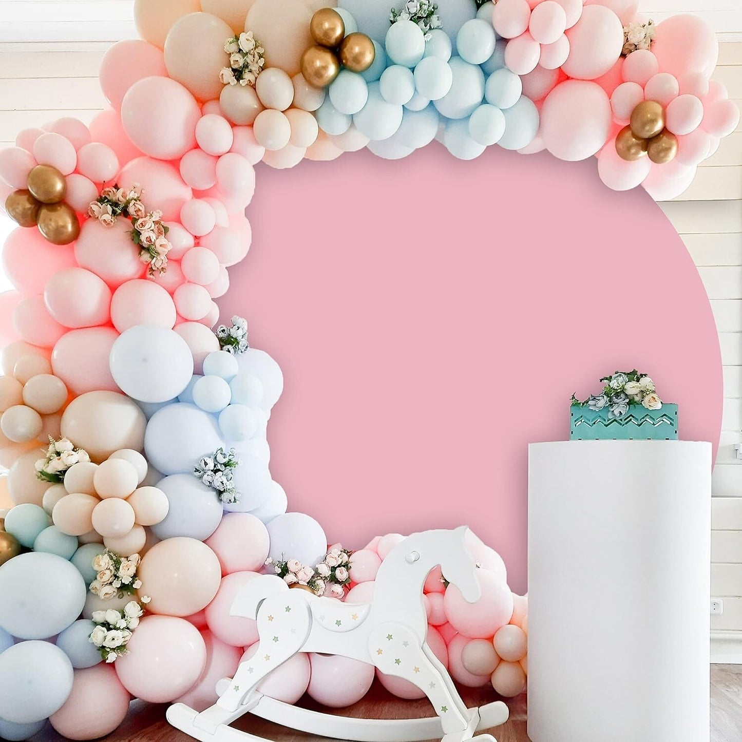 5FT Pink Round Backdrop Cover 7 Circle Photography w 4 Clips
