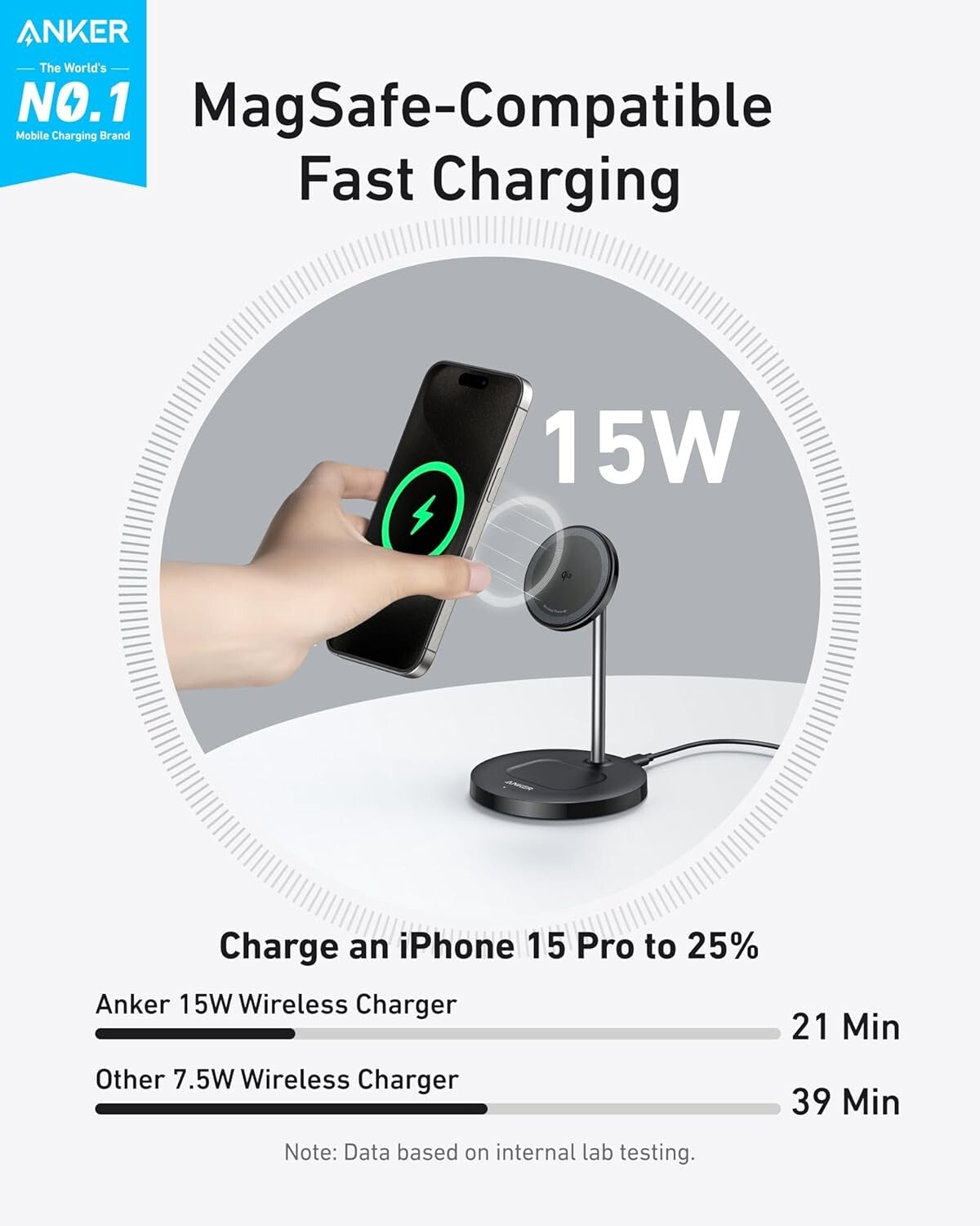 15W Fuel Charger Stand 2in1 MagneticMagSafe Wireless Station Qi2