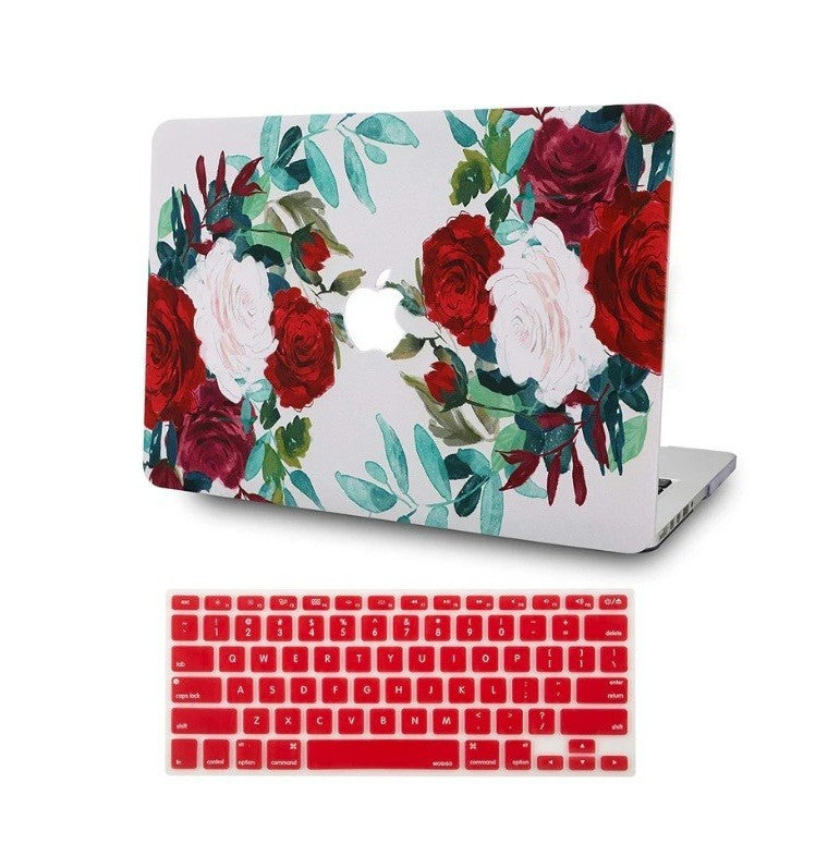 LuvCase MacBook Case Bundle – Flower 25 Design with Matching Keyboard Cover