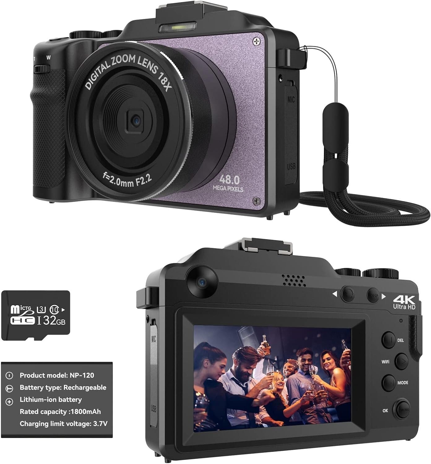 48MP 18X Camera4K cameraRear Dual Cameras Digital Zoom TF Card