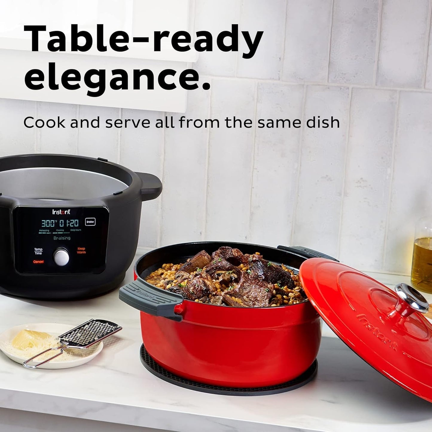 Instant Pot 6QT Electric Dutch Oven, Braise, Sauté 5-in-1, 1500W Red, Cast Iron