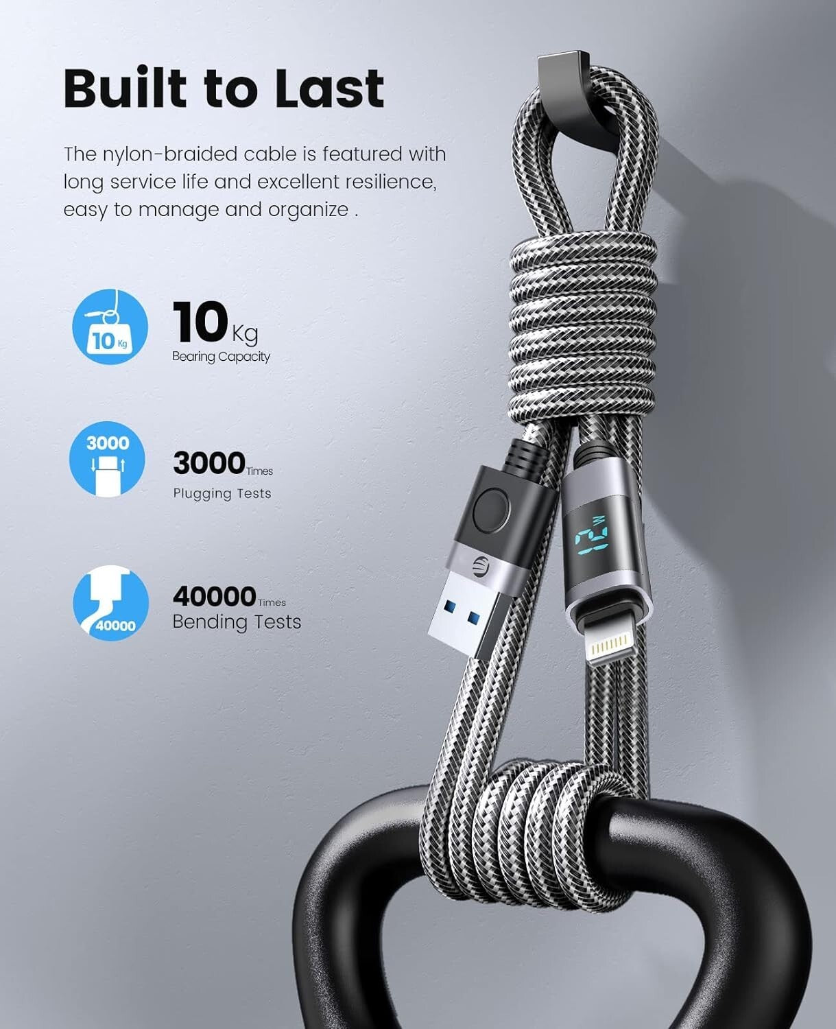 ORICO USB-A to Lig tning Cable to Lig tning Charger Cable Display Fast