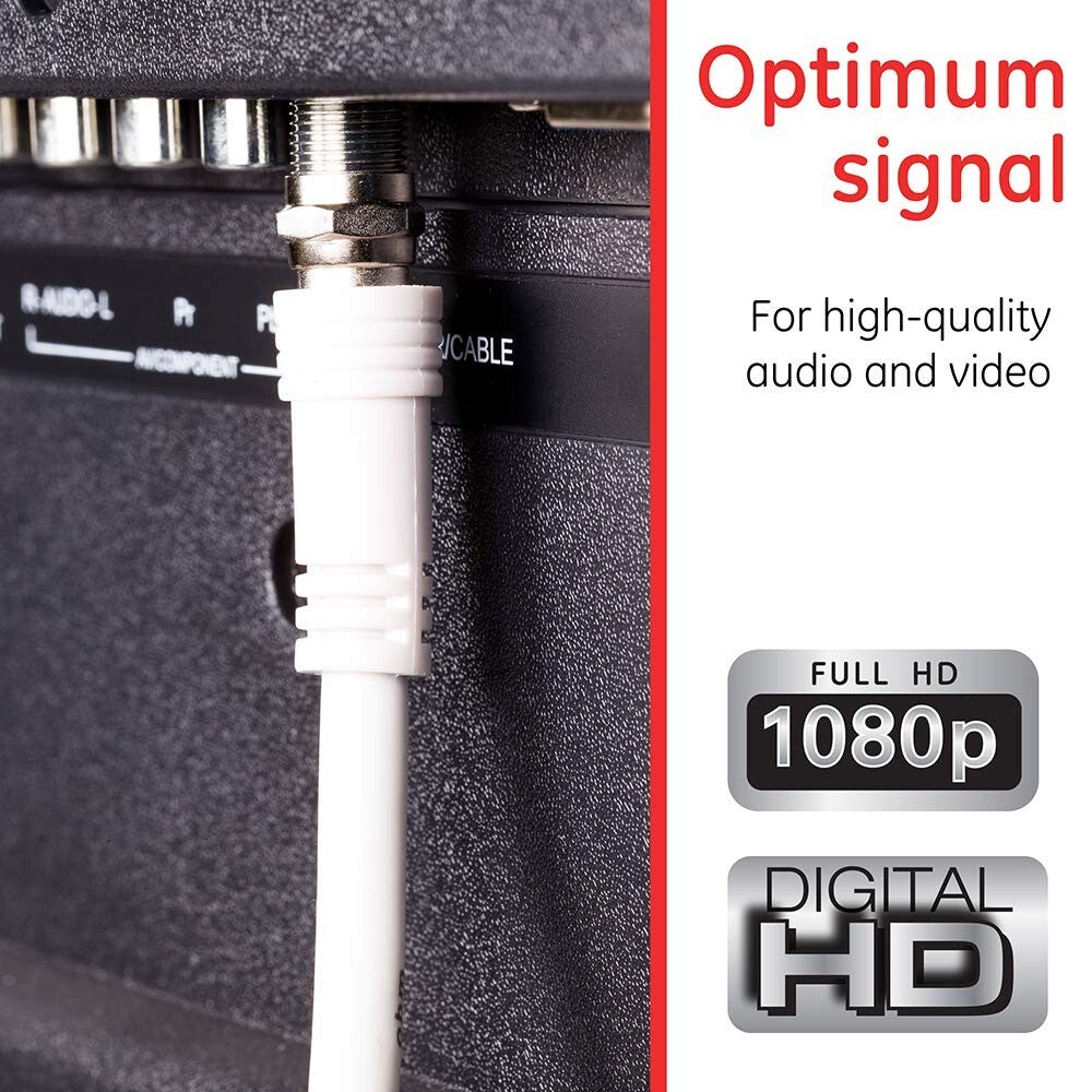 RG6 GE Coaxial Cable 15 Ft FType Connectors Double Shielded Coax Input o