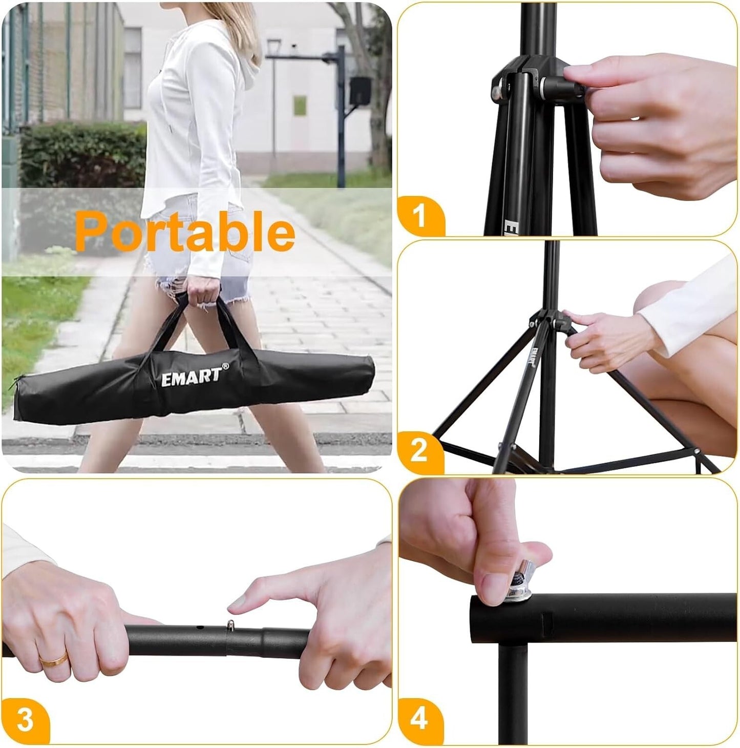 EMART 85 x 10 ft Photo Backdrop Adjustable Muslin Background Support Stand