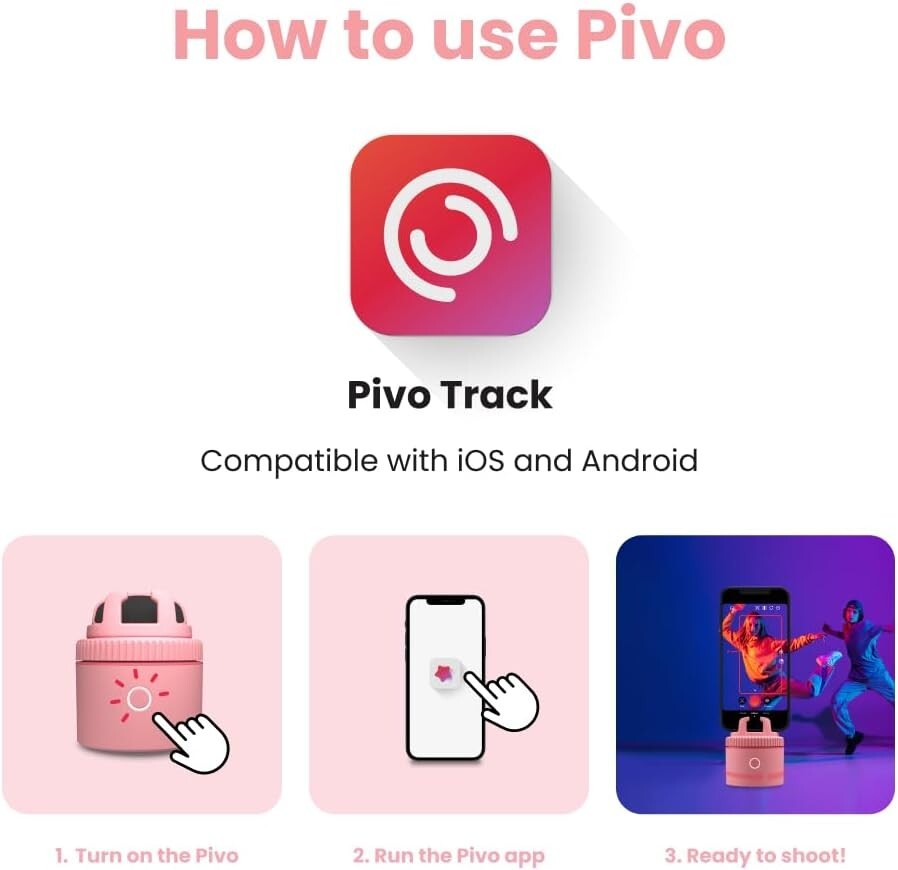 360 Pivo Influencer Auto Face Tracking Phone Holder Rotation video recVlogging