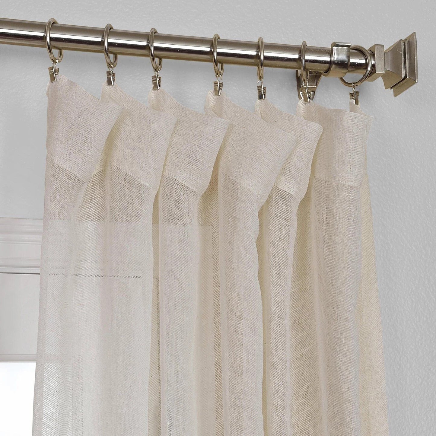 SHLNCH-J0105-108 Half Price Drapes Linen Sheer Curtain Open Weave Cream
