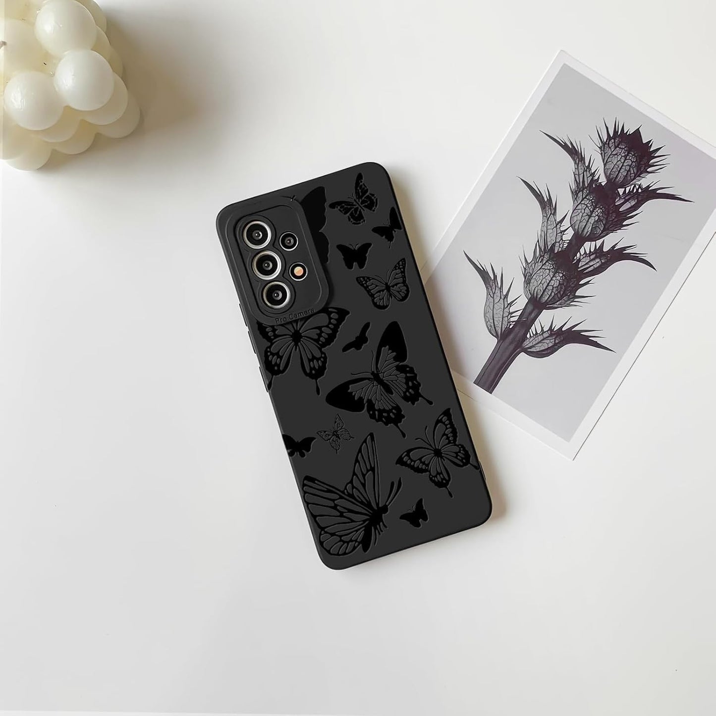 Compatible for Samsung Galaxy A13 4G Case Cute Cool Butterfly with Black Design