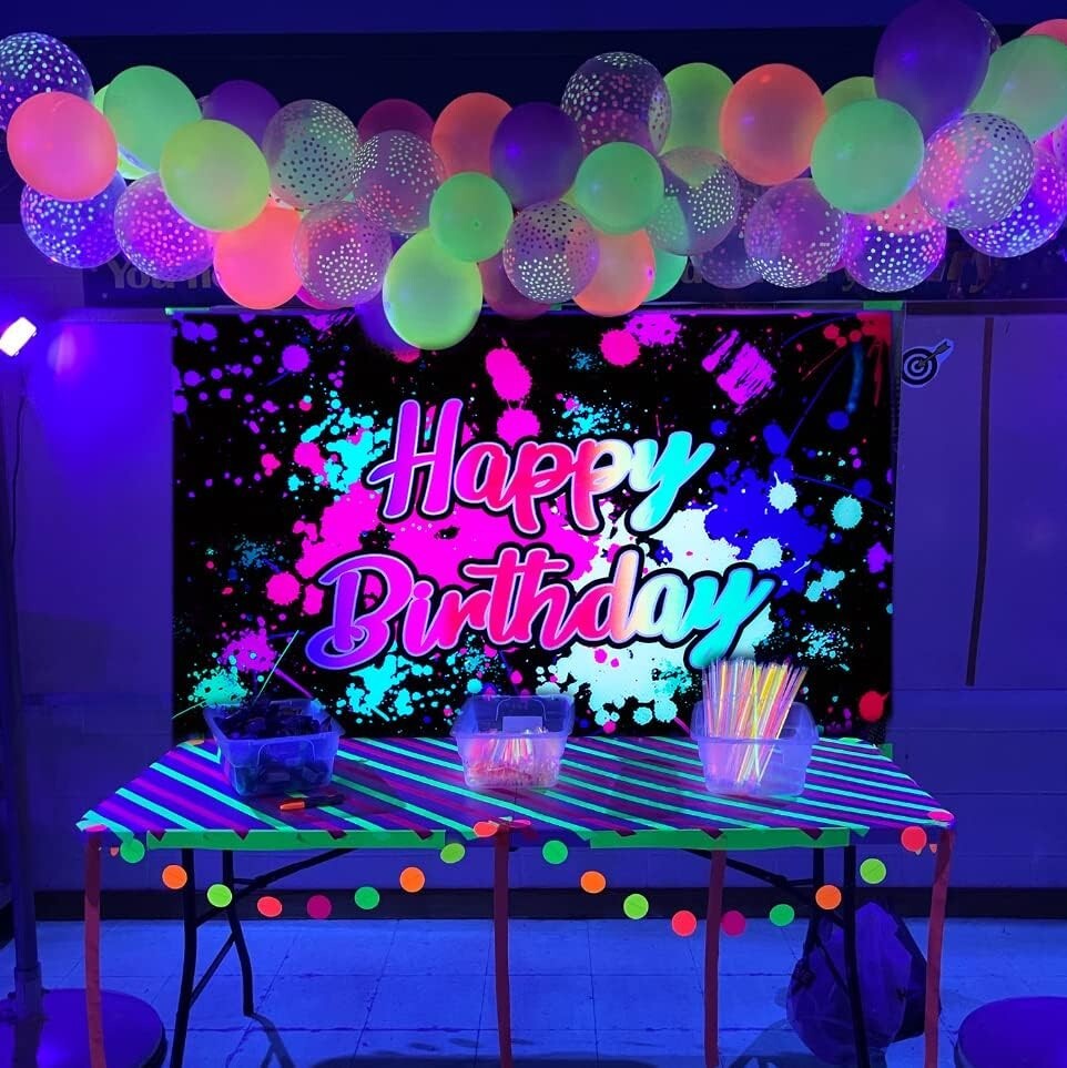 Ralxion Glow in Dark Party Supplies Neon Party Backdrop Glow 5 x 3 ft