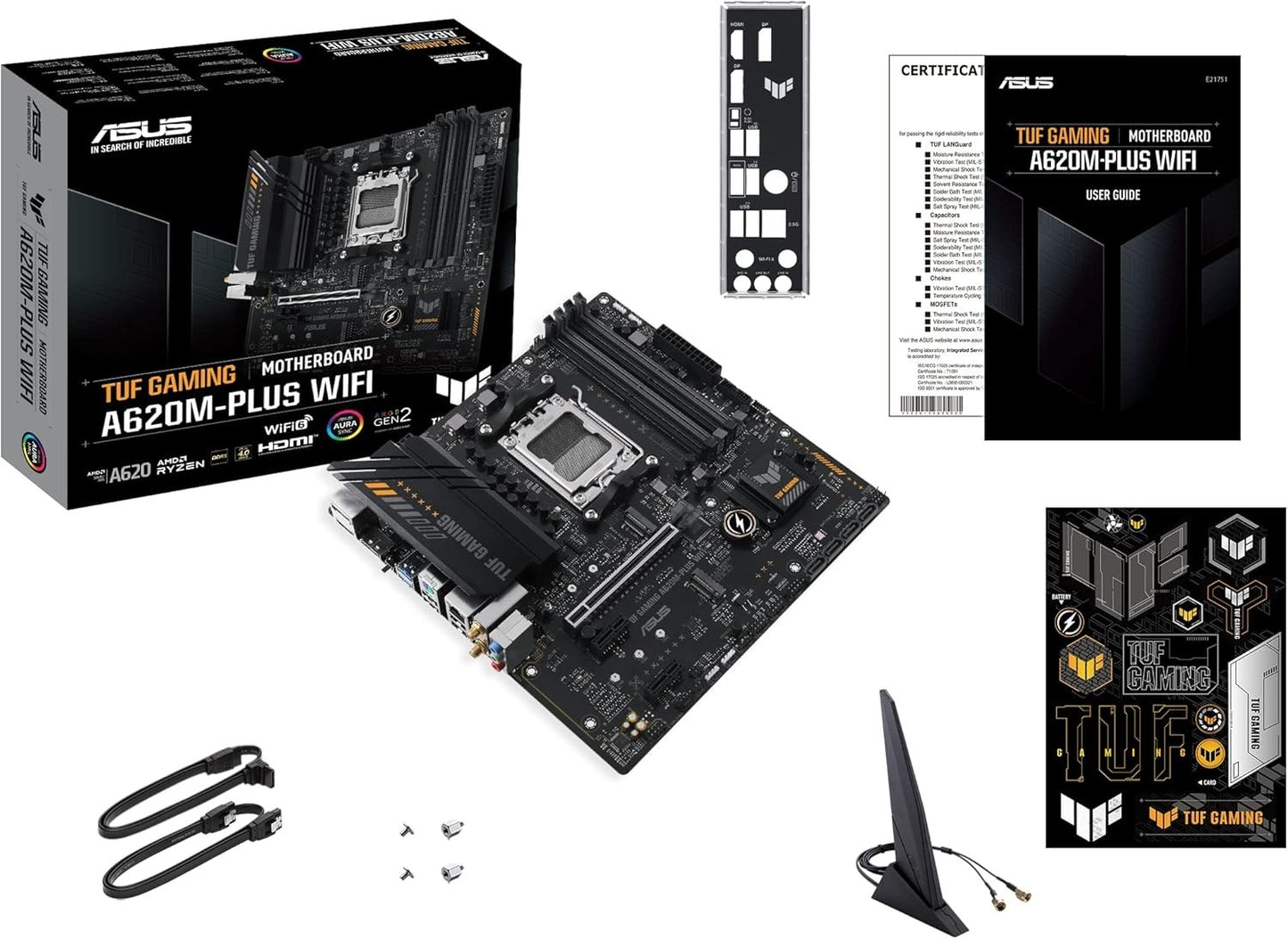 ASUS TUF A620M-PLUS WiFi AM5 mATX Motherboard – DDR5, M.2, Wi-Fi 6, HDMI