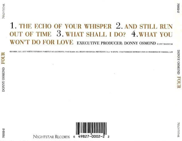 Donny Osmond – Four CD EP 1997 Nightstar Records