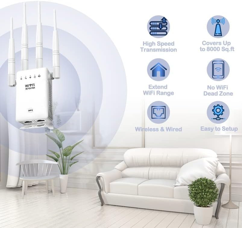 300M 8000 Wifi Extender Range Signal Booster Repeater 5 Modes Up to SqFt