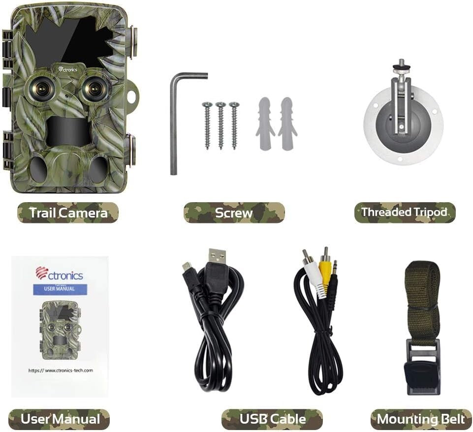 20MP Ctronics Trail Camera DualLens Starlight Night Vision 4K Wildlife