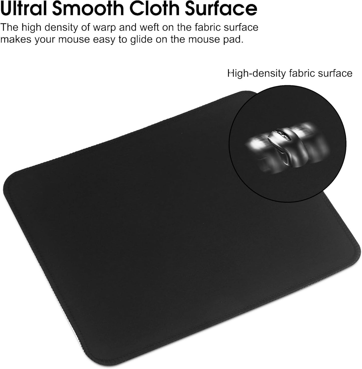 2x HoYiXi Mouse Mats 270x210mm, Smooth Cloth, Anti-Slip Rubber Base, Waterproof