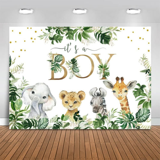 Safari Backdrop Its Boy Jungle Animals Baby Shower Newborn Baby Party 7x5 ft
