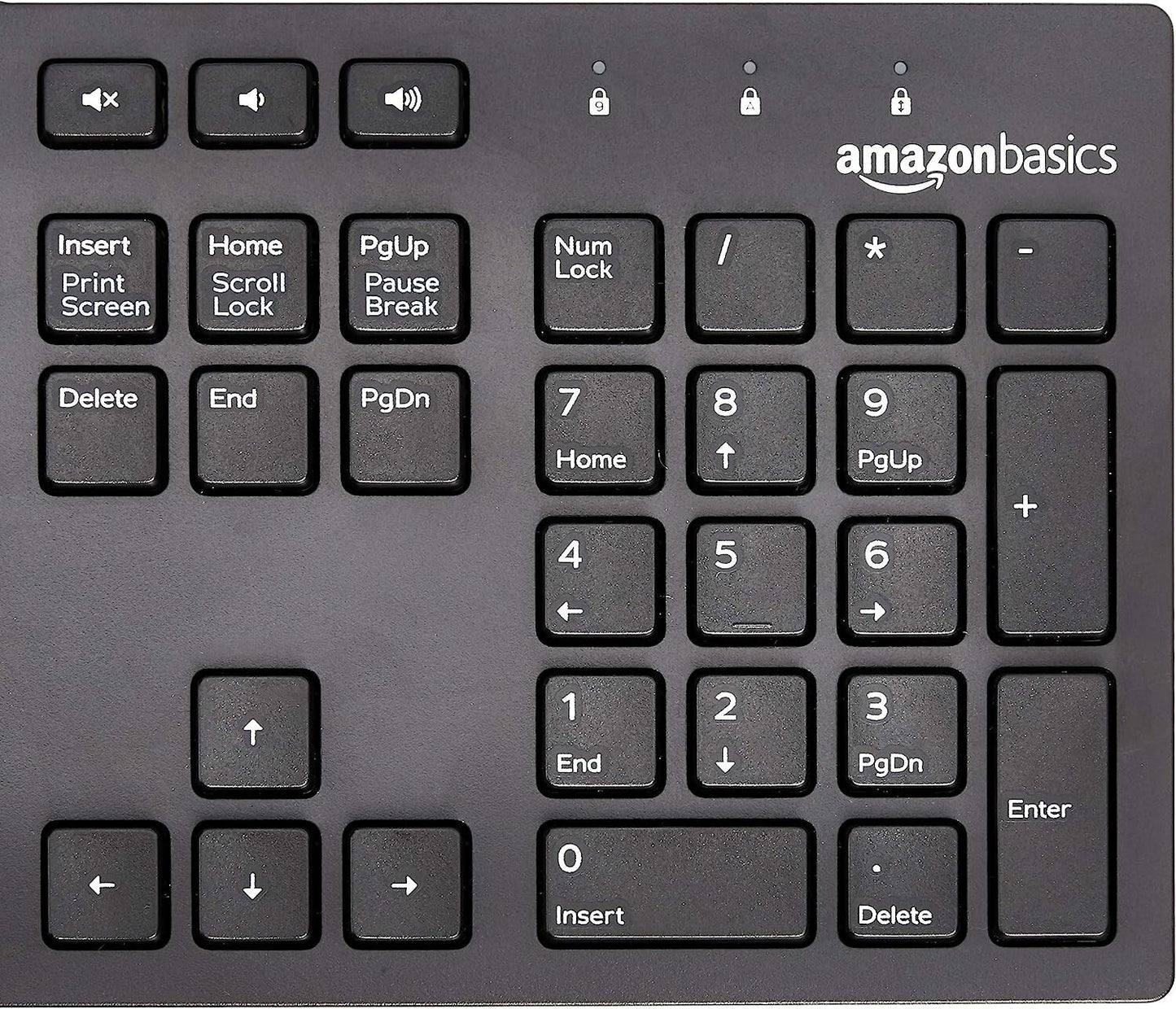 USB QWERTY Amazon Basics LowProfile Wired Keyboard US Layout Matte Blac