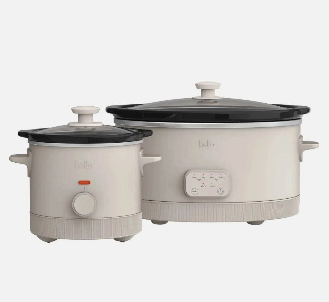 Bella Slow Cooker Set- 6qt Programmable up to 10 hrs, Low, High, Warm Control