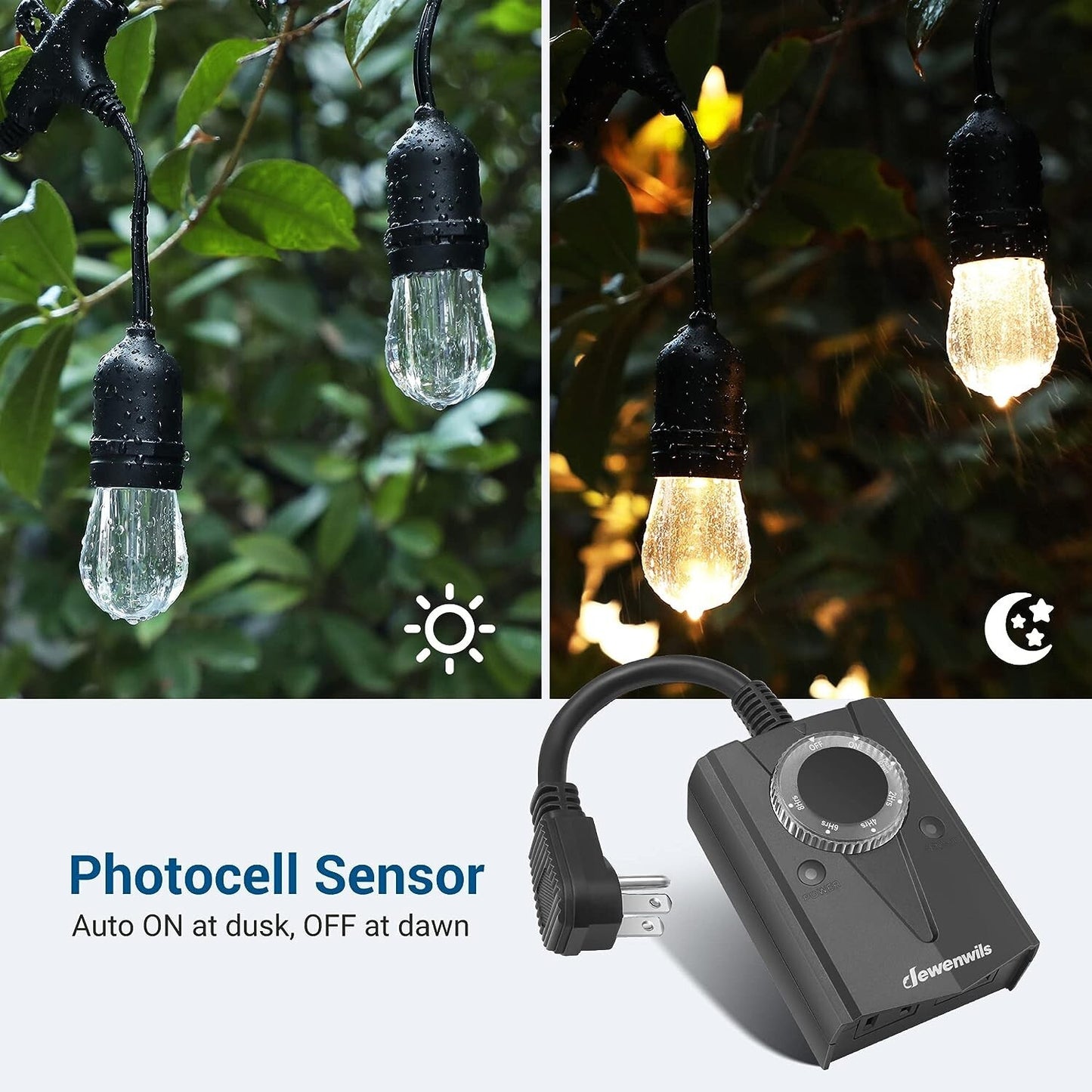DEWENWILS Outdoor Light Timer Waterproof Plug in Timer Switch Electrical Outle