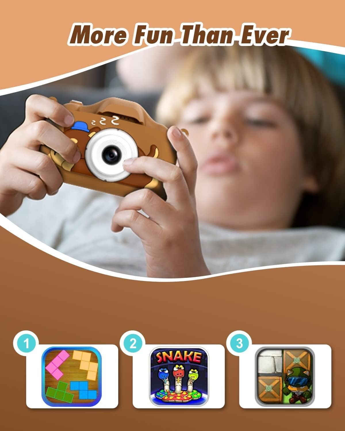 32GB 1080P Slothcloud Cartoon Kids Selfie Camera DogBrown Kids