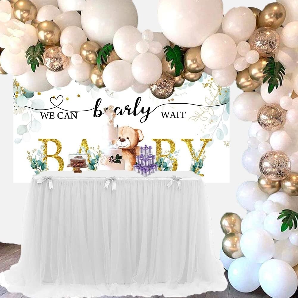 Bear Gender Reveal Backdrop We can Bearly Wait Baby Shower Decoration 8x6 ft