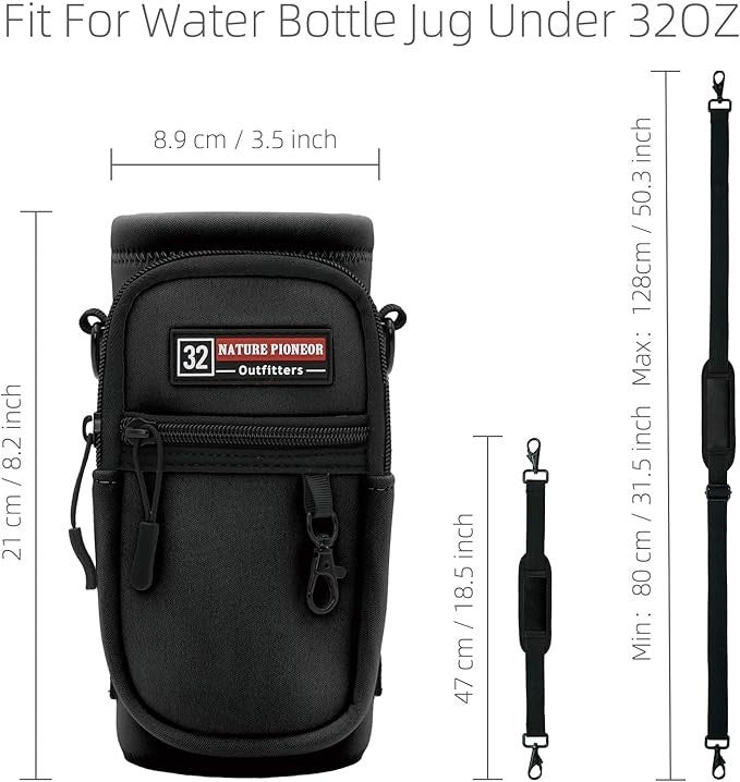 NATURE PIONEOR 32oz Water Bottle Carrier – Adjustable Strap, Lightweight Holder