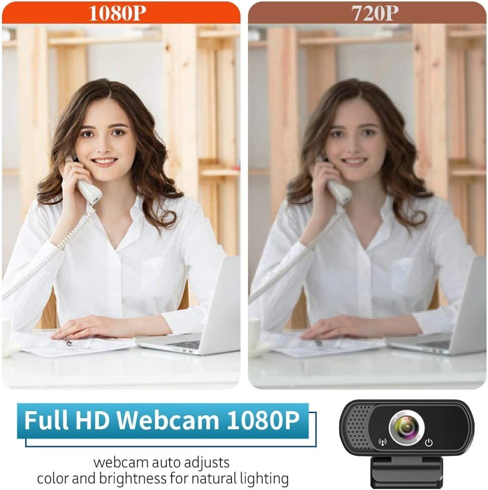 HZQDLN 1080P Webcam HD Webcam w Mic Desktop Laptop Camera w Degree