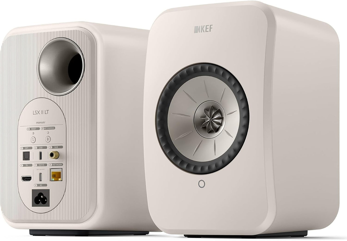 KEF LSX II LT Wireless Speakers - Stone White Pair - Compact & Powerful