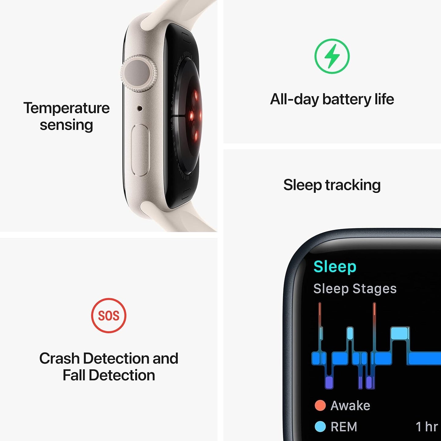 GPS Apple Smart Watch 8 41mm wSilver Aluminum Water Resistant Blood Fitnes
