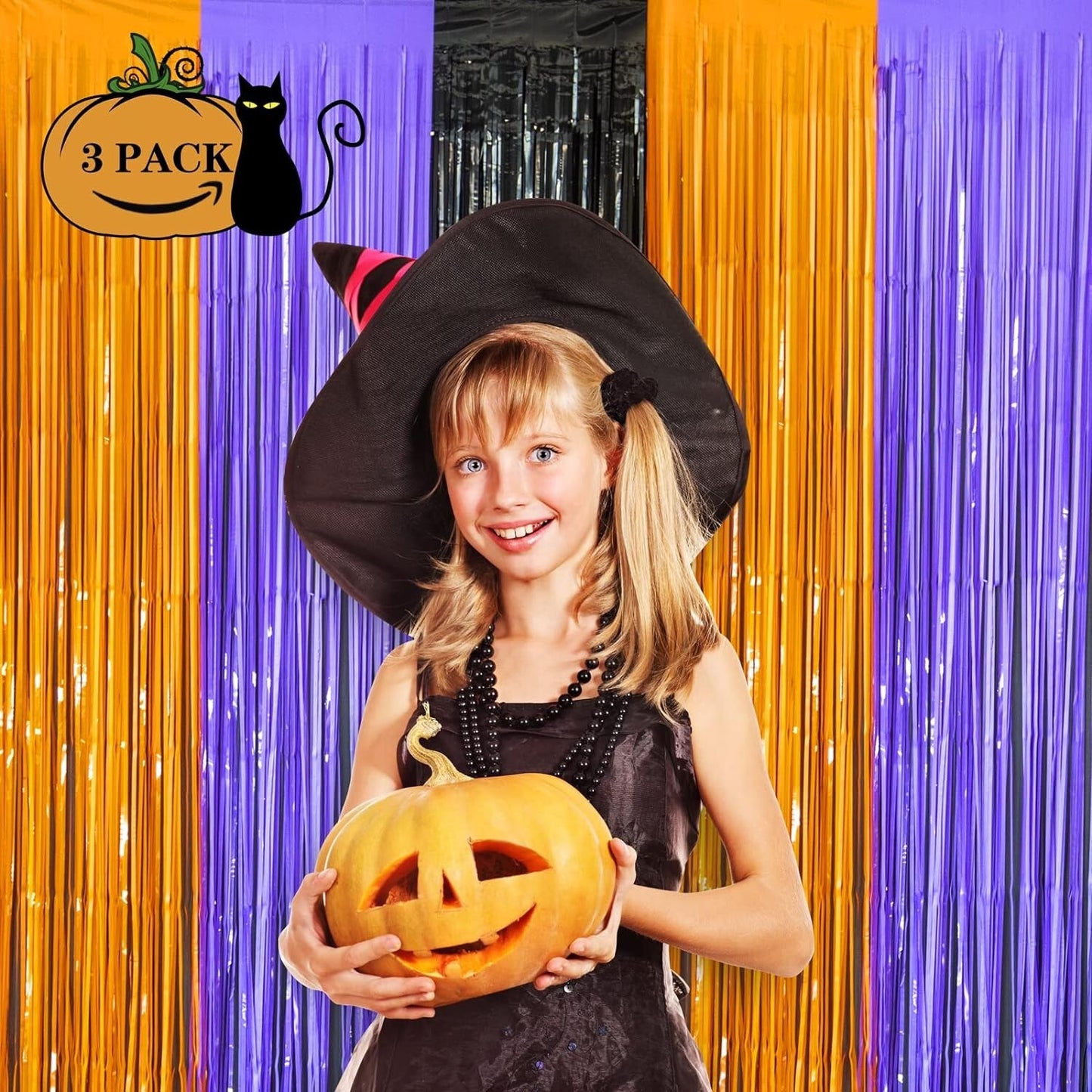 LOLStar Halloween Party Decoration 3 Pack Orange Purple Black Photo Booth Props