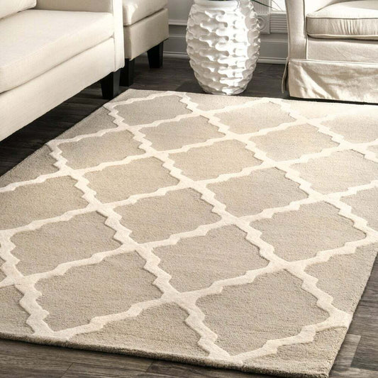 nuLOOM Handmade Alexa Moroccan Trellis Wool Area Rug 2 6 x 8 Runner Tan