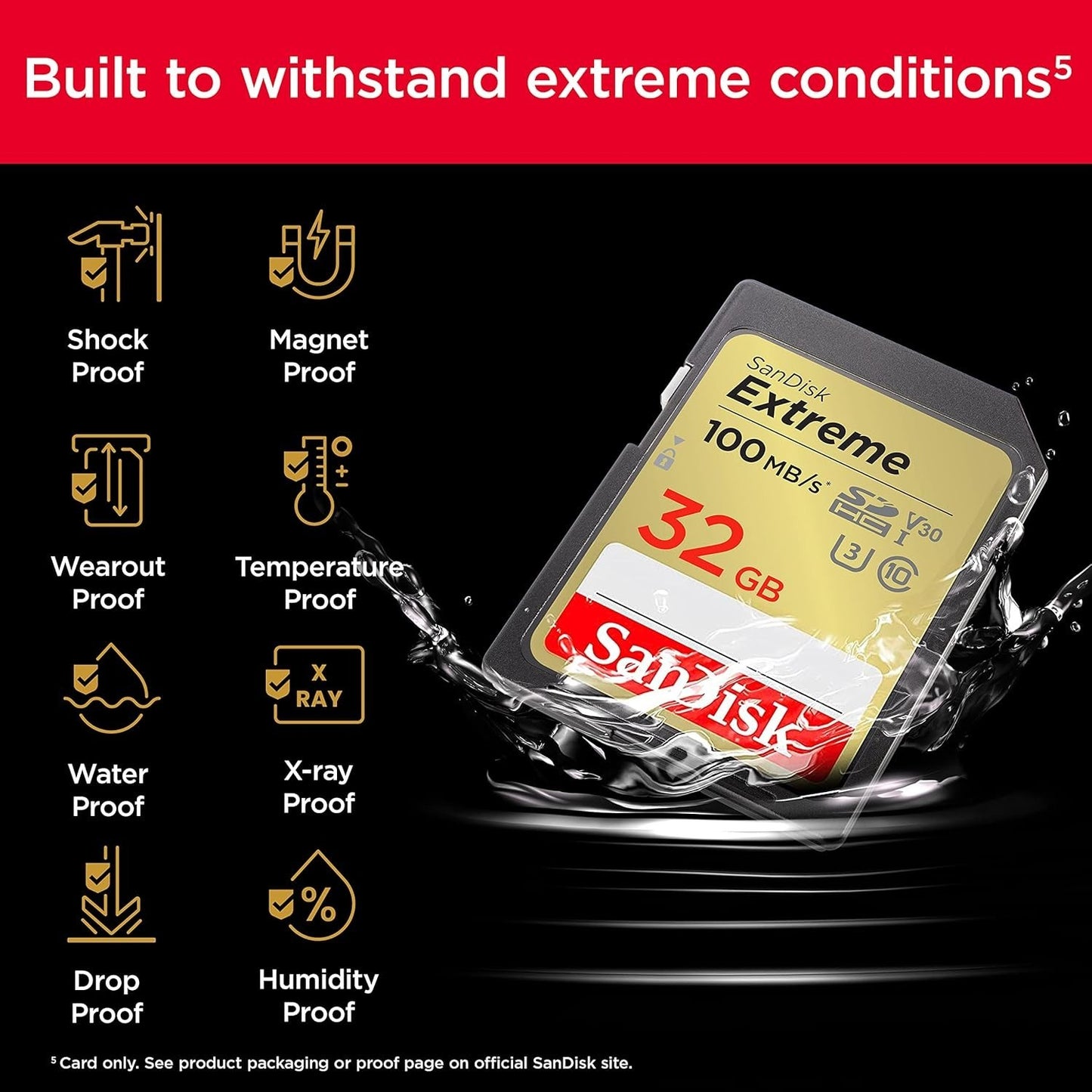SanDisk 32GB Extreme SDHC UHS-I SD Card C10 U3 V30 4K SDSDXVT-032G