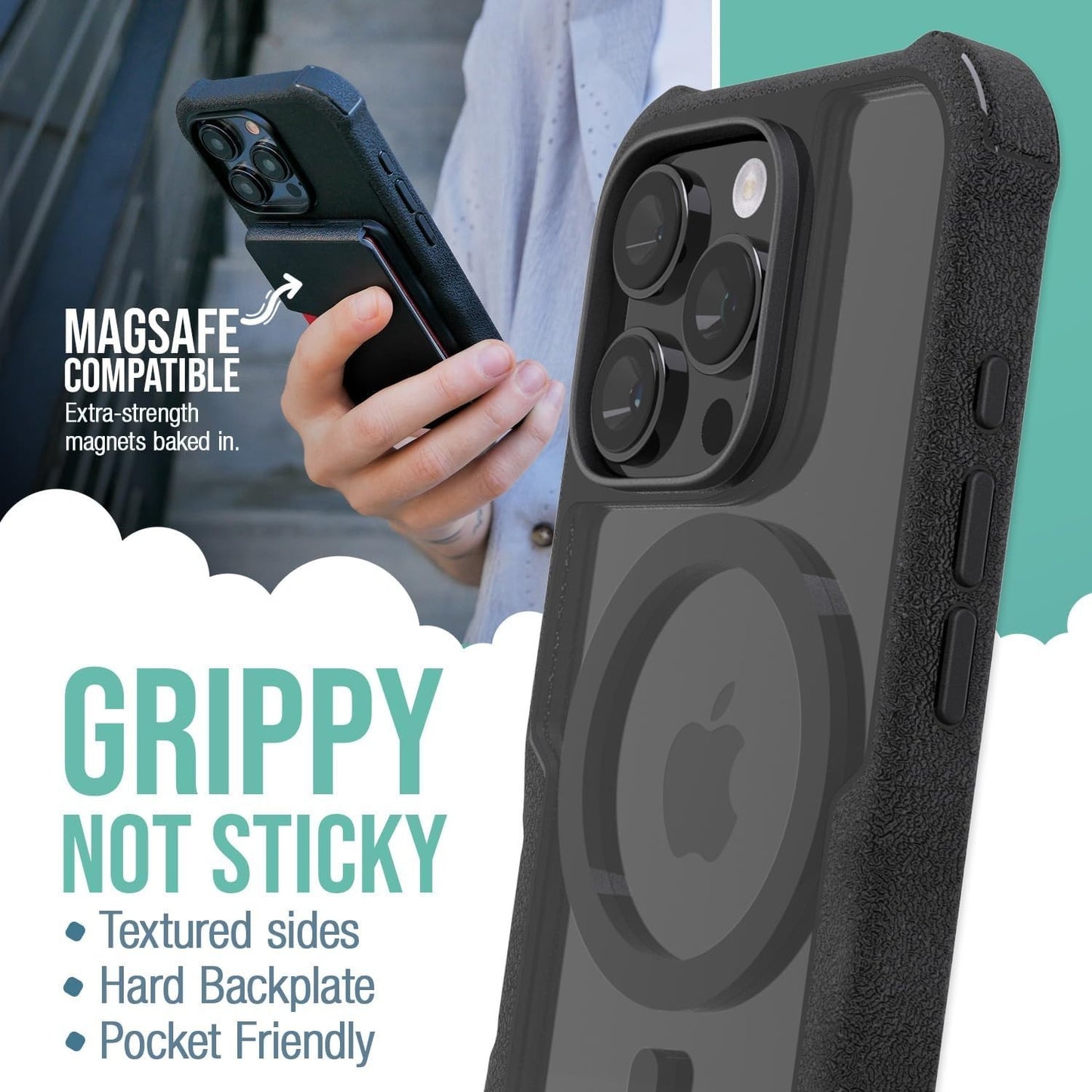 Smartish® iPhone 16 Pro Protective Magnetic Case - Gripzilla Compatible with Mag