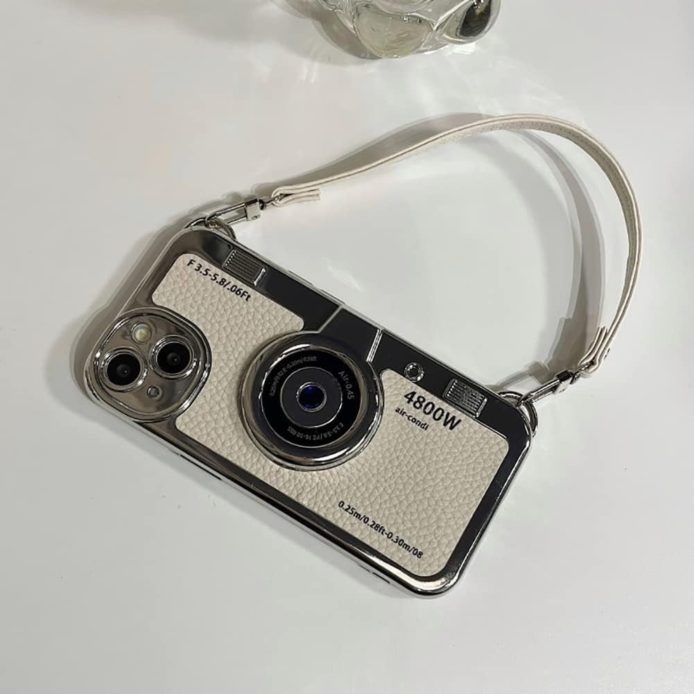 3D Vintage Camera Phone Case with Hand Strap - Unique Cool Silicone PC Shockproo