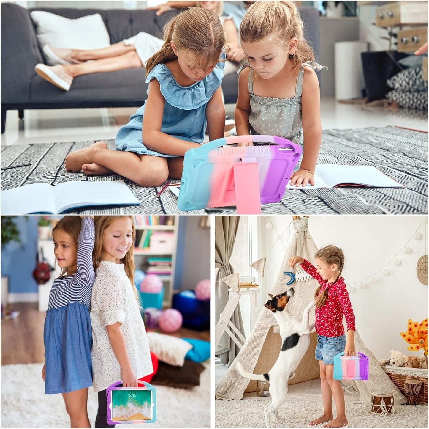 JOGUIIA iPad 9.7" Kids Case – Fits 6th/5th Gen, Air 1/2, Shockproof w/ Handle