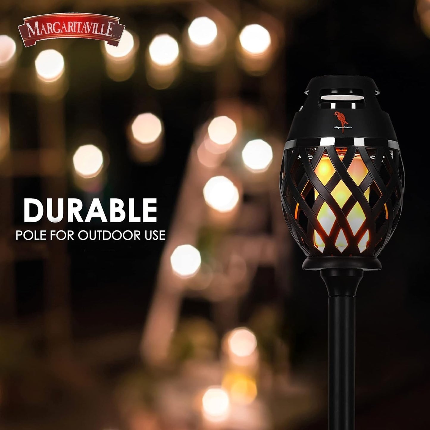 Margaritaville Bluetooth Tiki Speakers – LED Flame Lights – Waterproof – 2 Pack