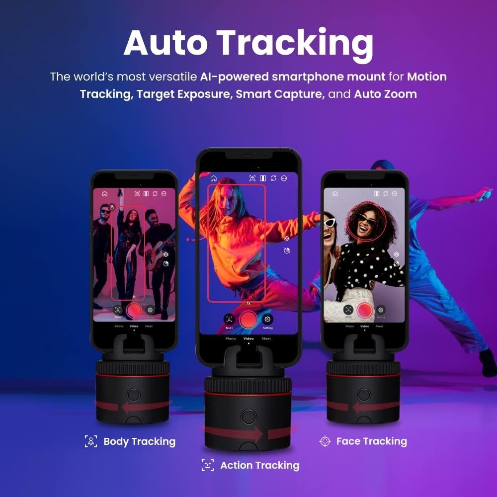 360 Pivo Influencer Auto Face Tracking Phone Holder Rotation video recVlogging