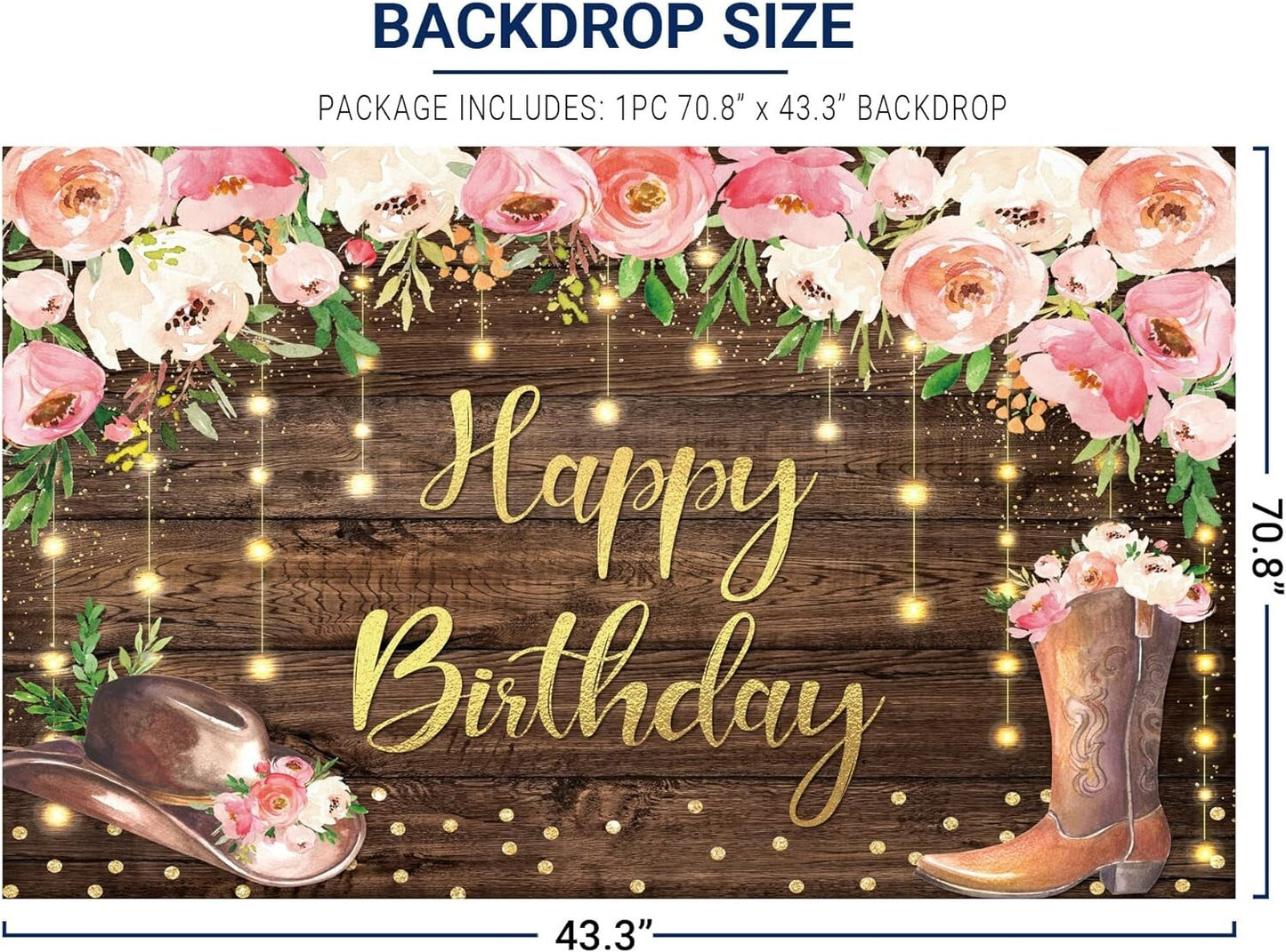 Allenjoy Western Birthday Backdrop Boot Cowgirl Country Bday Party 6x35ft