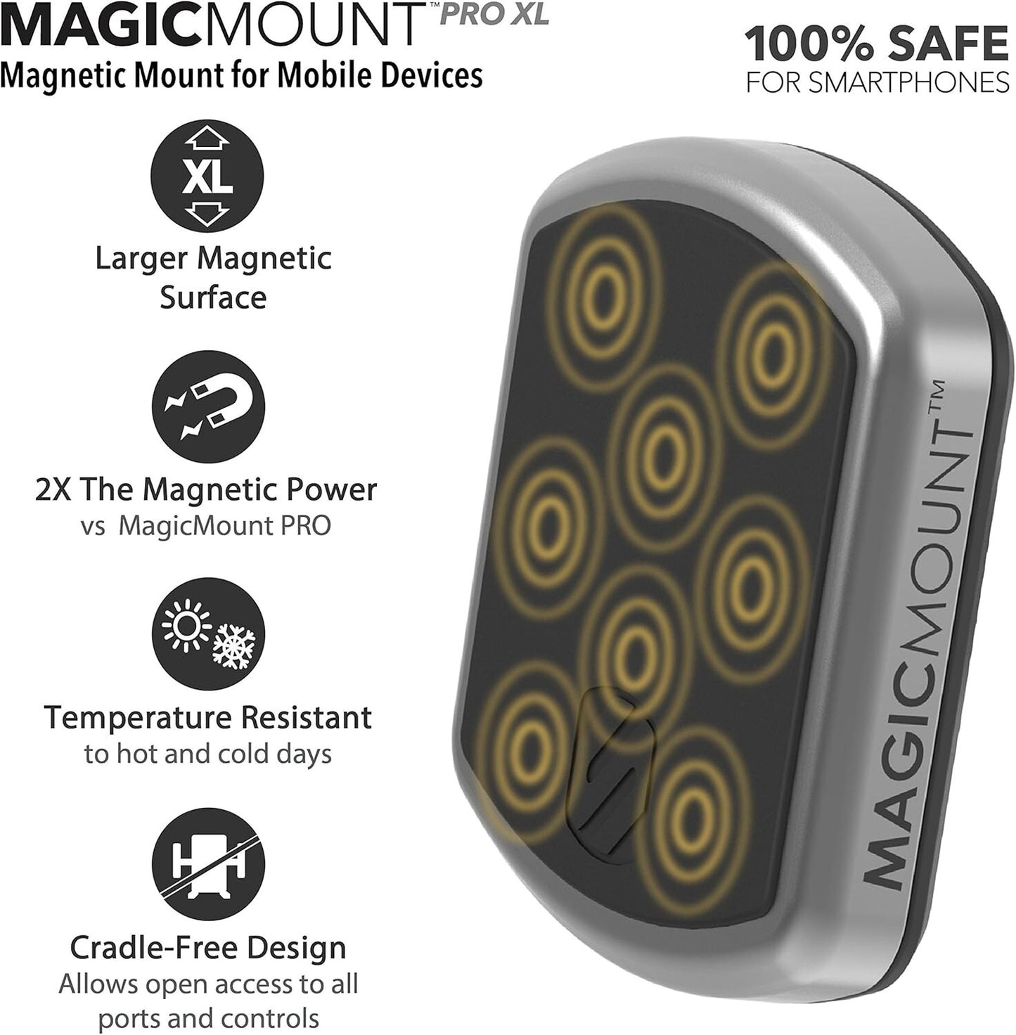 MPTFM Scosche MagicMount Pro XL Magnetic Car Phone Holder Mount 1 Pack Black