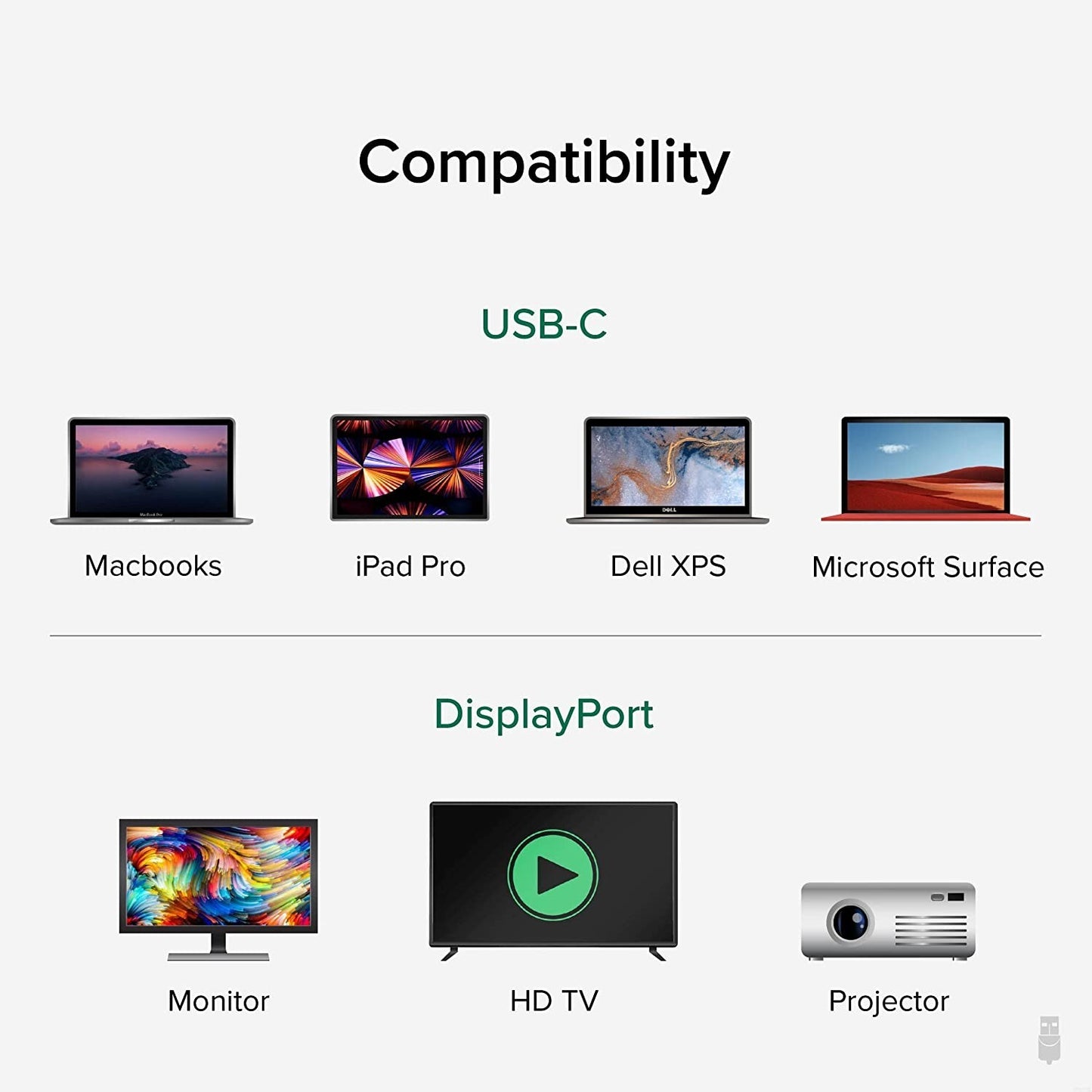 USB USB Plugable C to DisplayPort Cable 6 feet 18mUp to 4K 60Hz C DisplayP