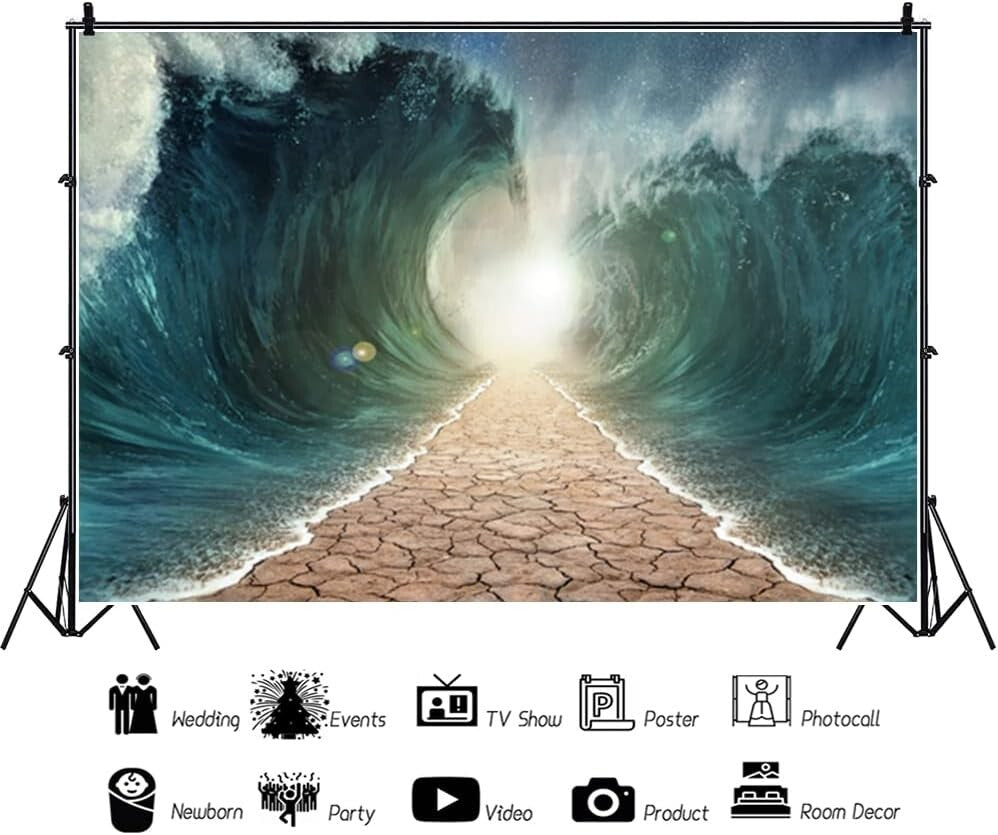 Moses Divided Sea Pathway Photography Background Judaism Catholic 9x6 ft