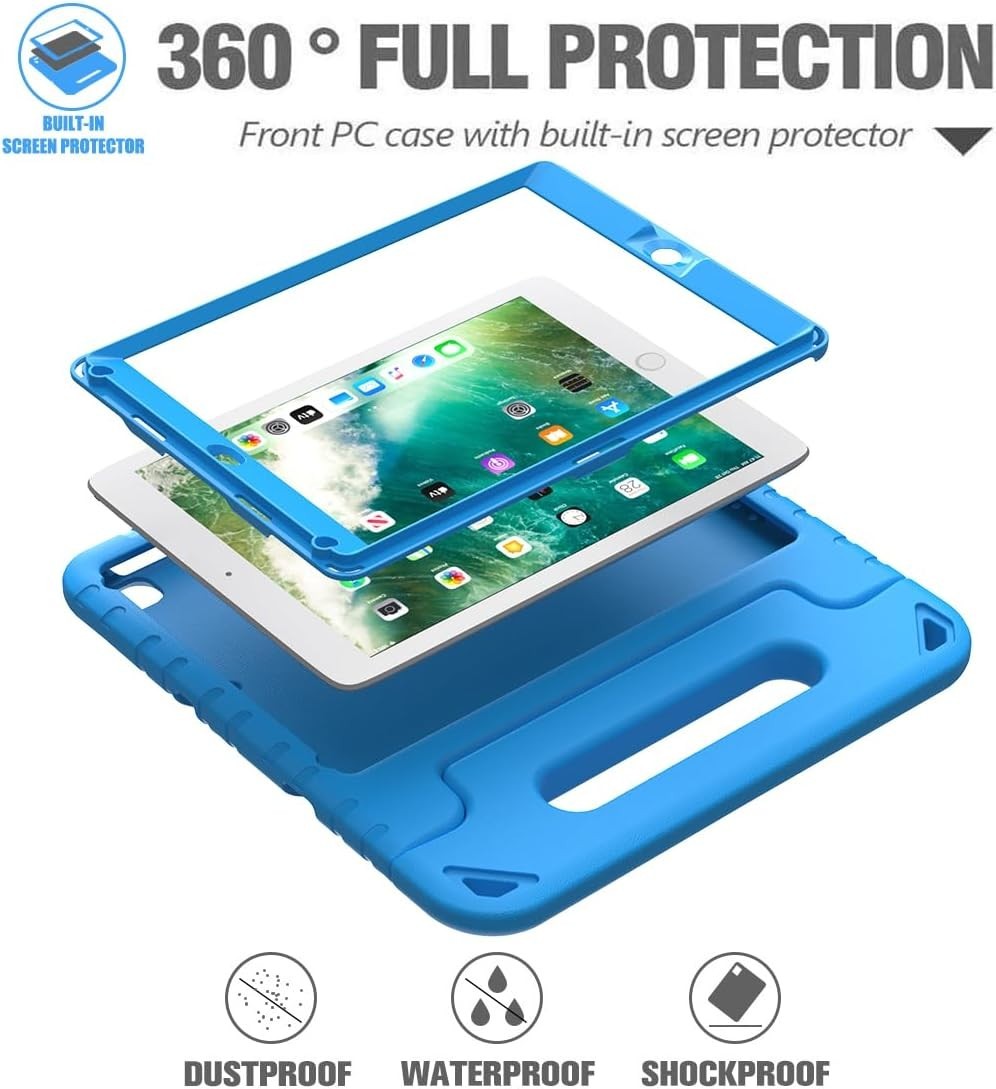 AVAWO Shockproof Foam Case for iPad 9.7″ (2017/2018/Air 2) with Built‑in Screen