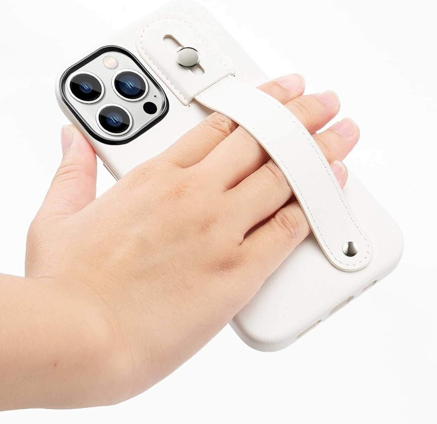 WHITE SaharaCase FingerGrip MagSafe Phone iPhone 15 Pro Max Shockproof