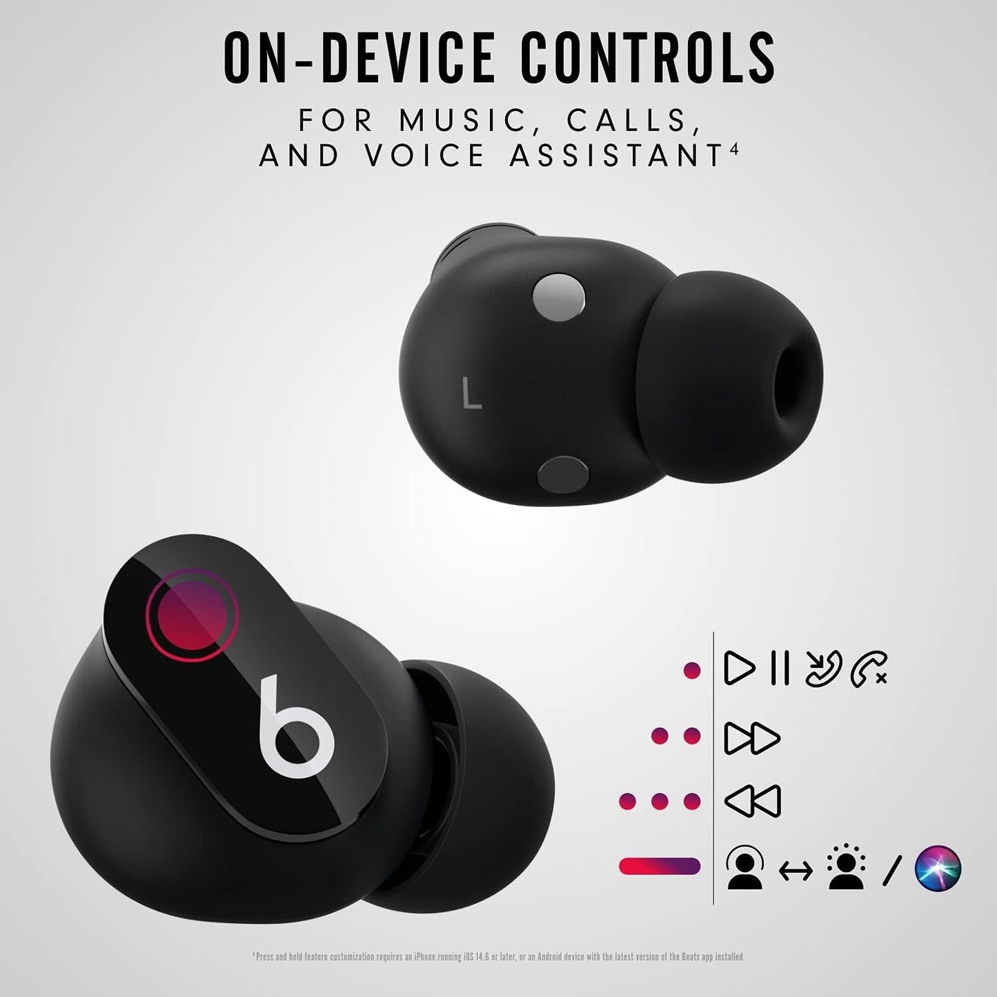 Beats Studio Buds Noise Cancelling Wireless Earbuds Apple Android Black Mic