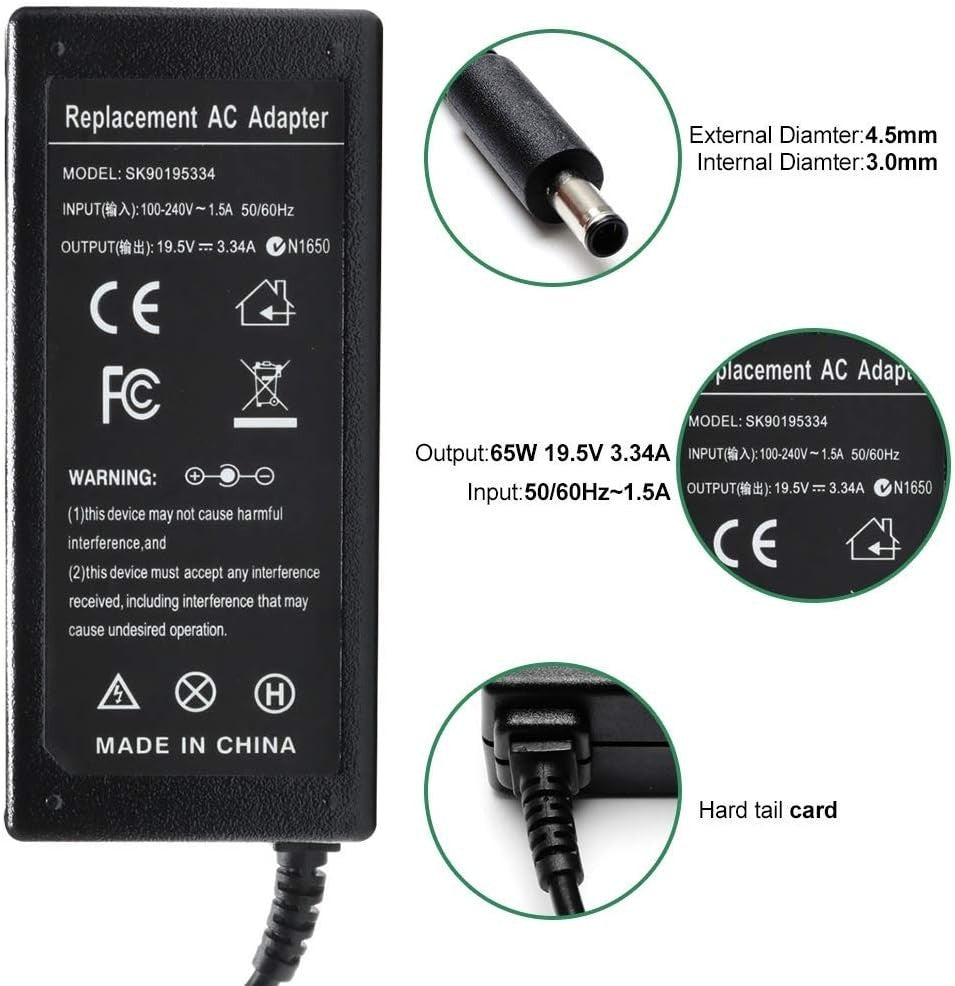 Vanzer 65W 19.5V 3.34A Charger for Dell Inspiron 15 14 13 17 Series 5559 5558