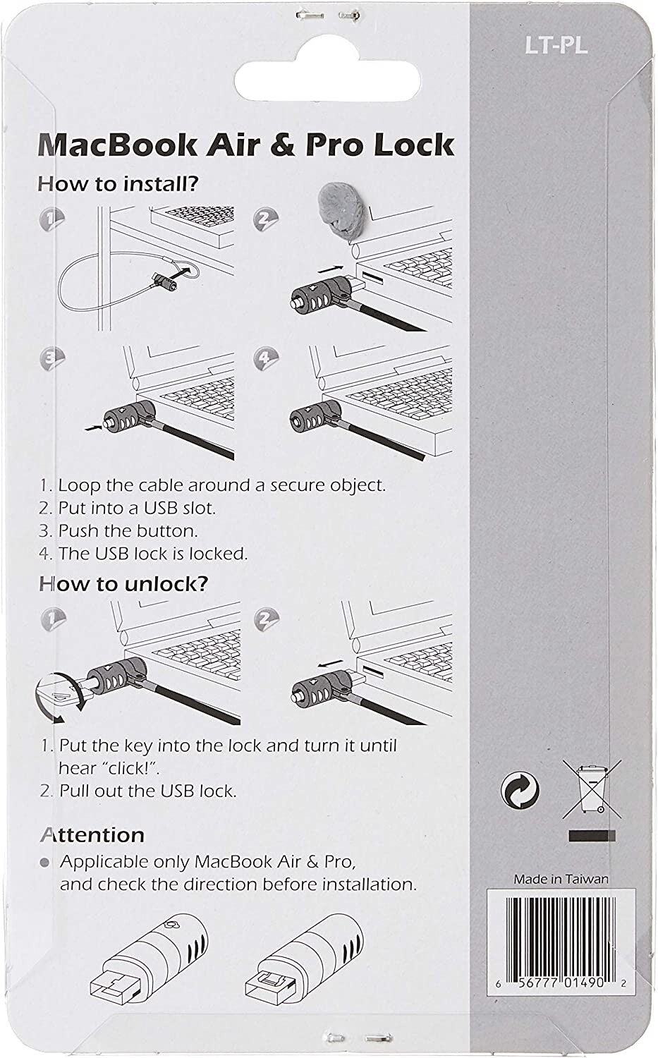 USB CTA Cable Lock 30 Galvanized Steel Security Cable Lock MacBook