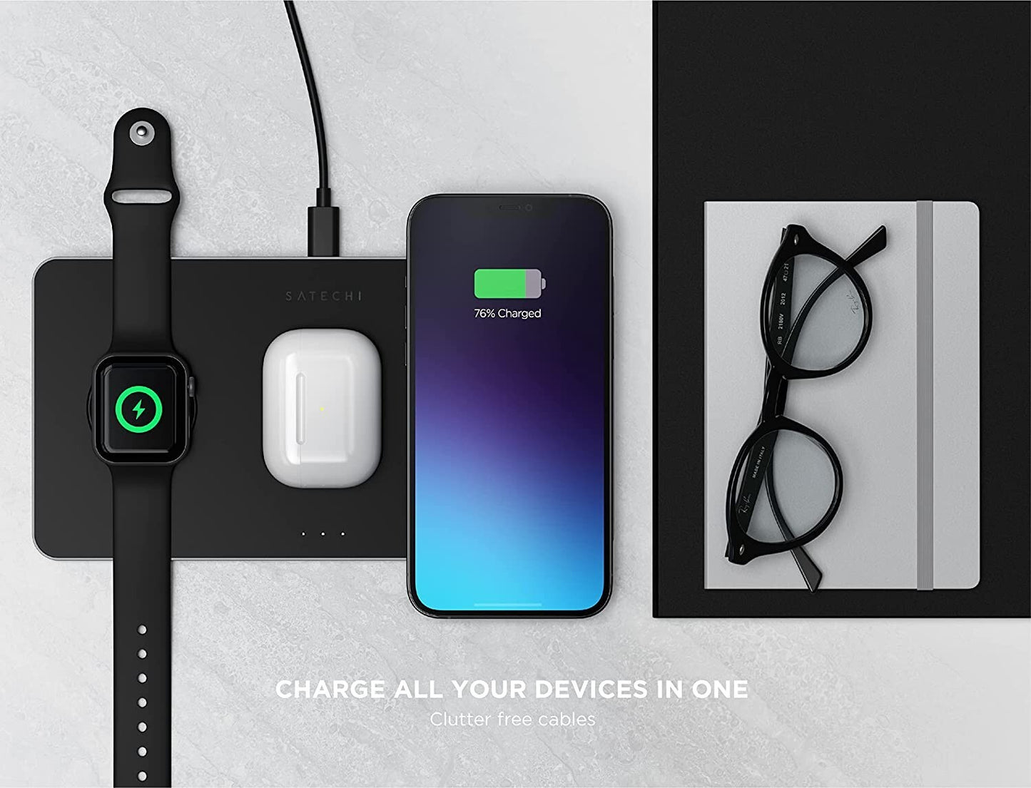 Satechi Trio Magnetic Wireless Charger Pad Qi for Apple iPhone iWatch AirPods