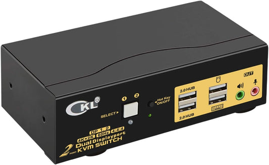 CKL KVM Switch Dual Monitor DisplayPort 2 Port 4K 60Hz 444 2x2 DP Switch