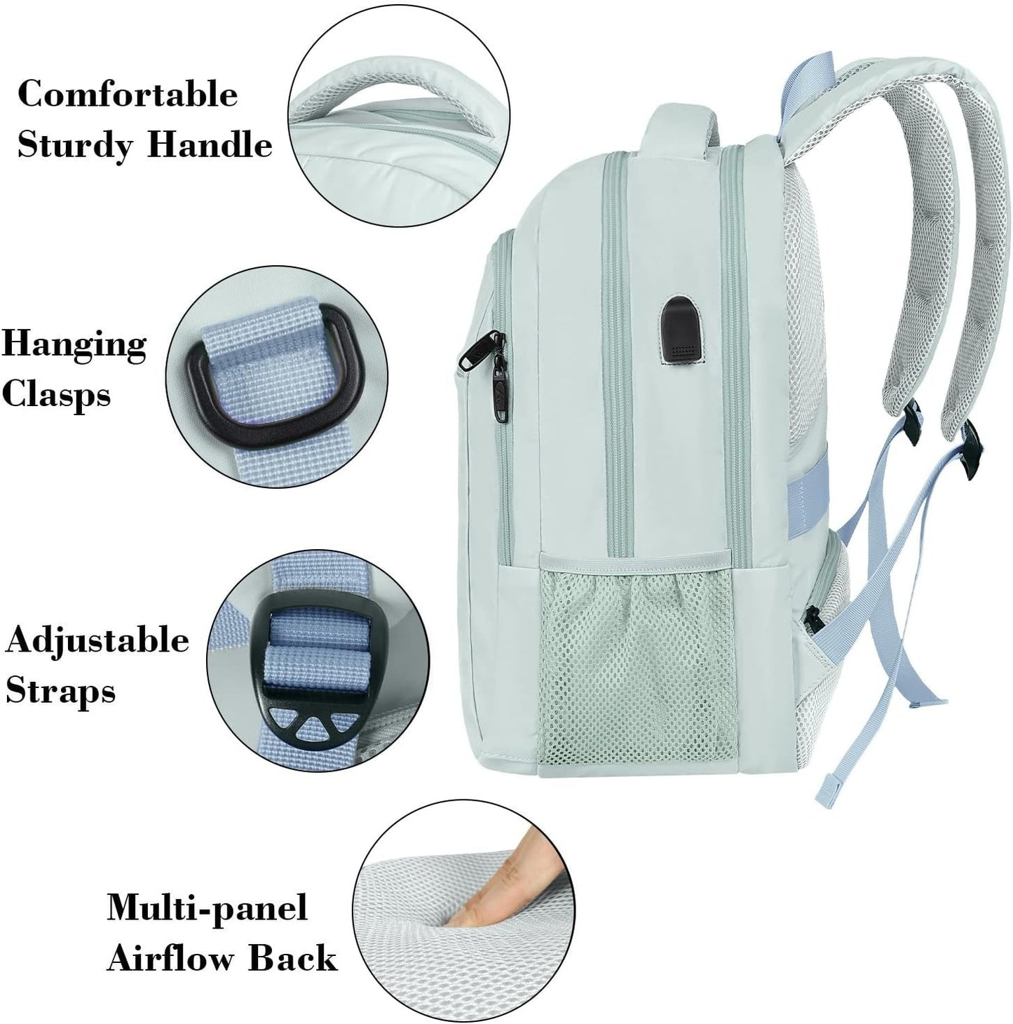 MATEIN School Laptop Backpack – Lightweight, USB Charging, Fits 15.6", Gift Idea