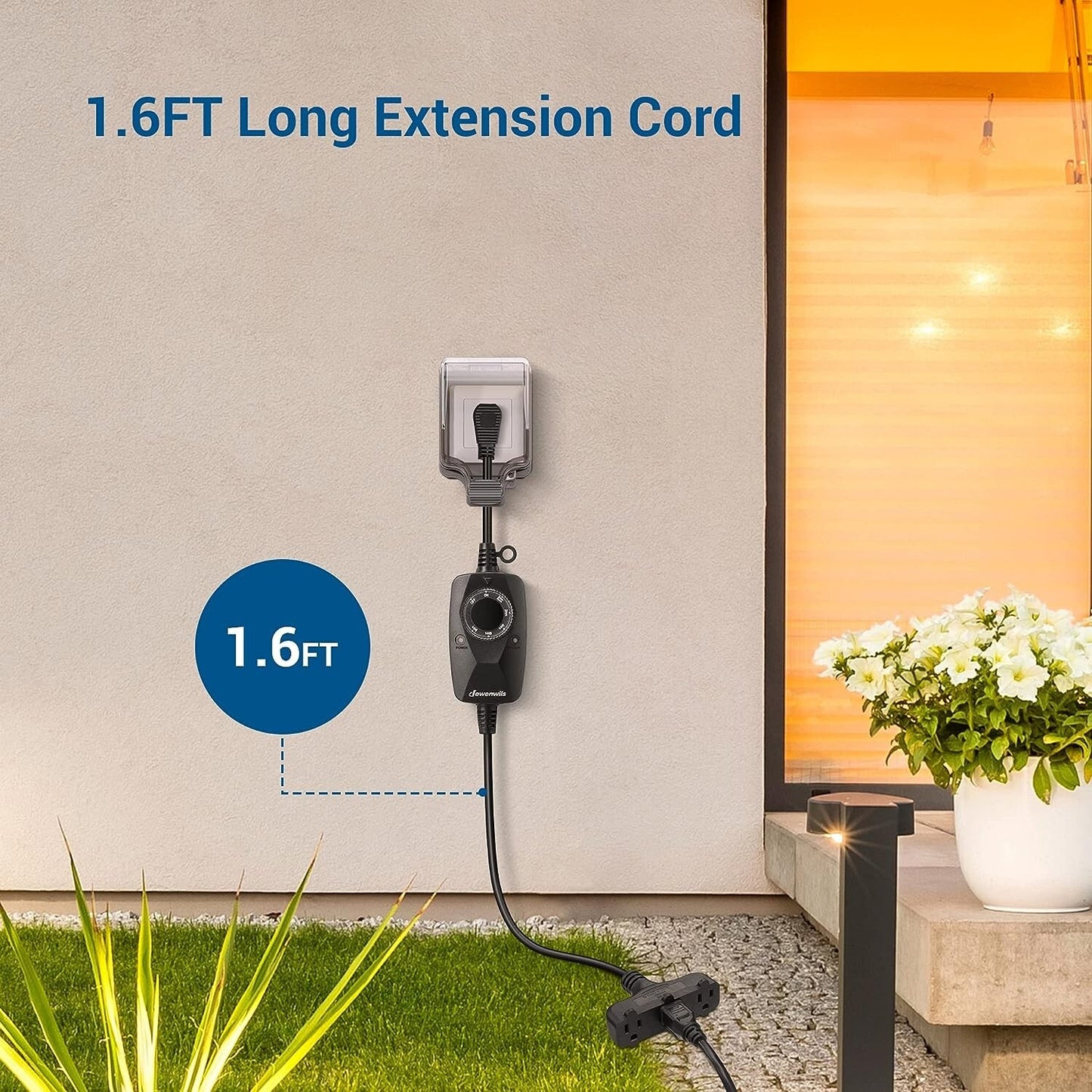 DEWENWILS Light Timer Outdoor Weatherproof w 2 FT Extension Cord Photocell