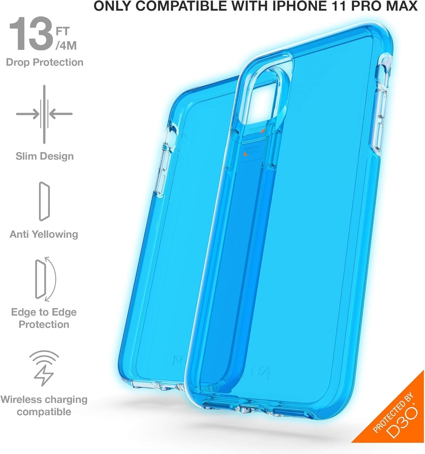 ZAGG Gear4 Crystal Palace Neon Compatible iPhone 11 Pro Max Neon Blue