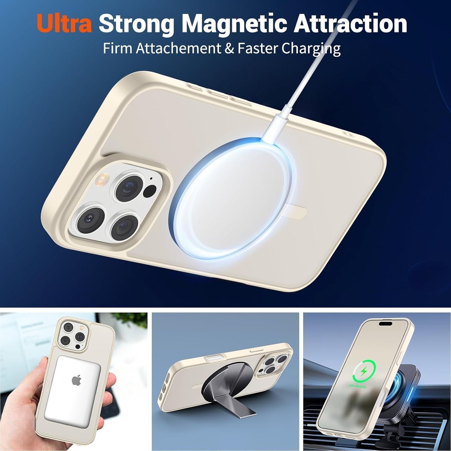 SUPFINE Magnetic iPhone 16 Pro Case Compatible with MagSafe | Military Grade Dro